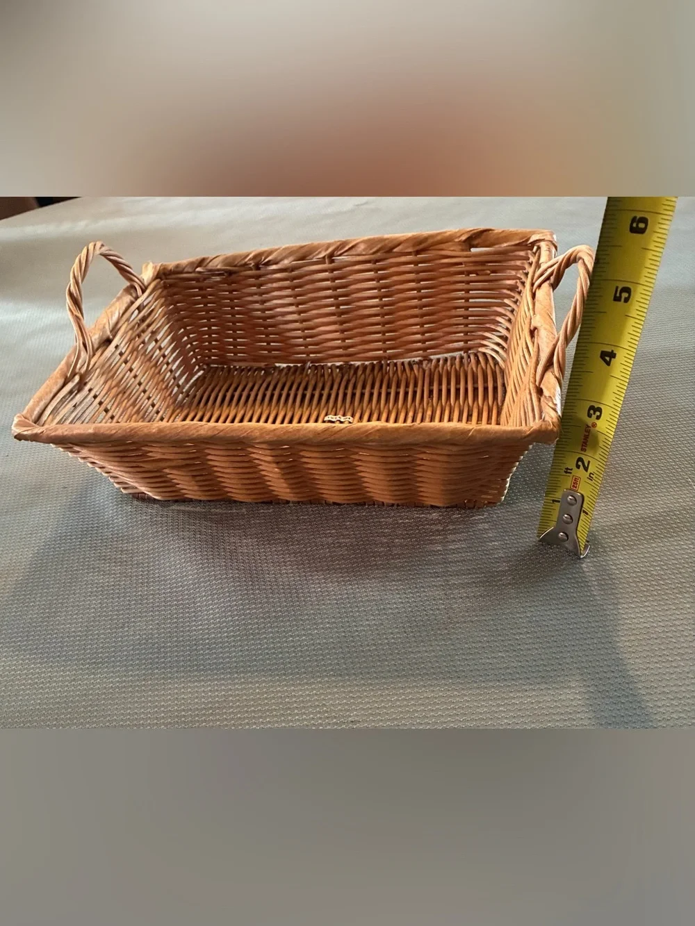 Brown Wicker Basket with Side Handles